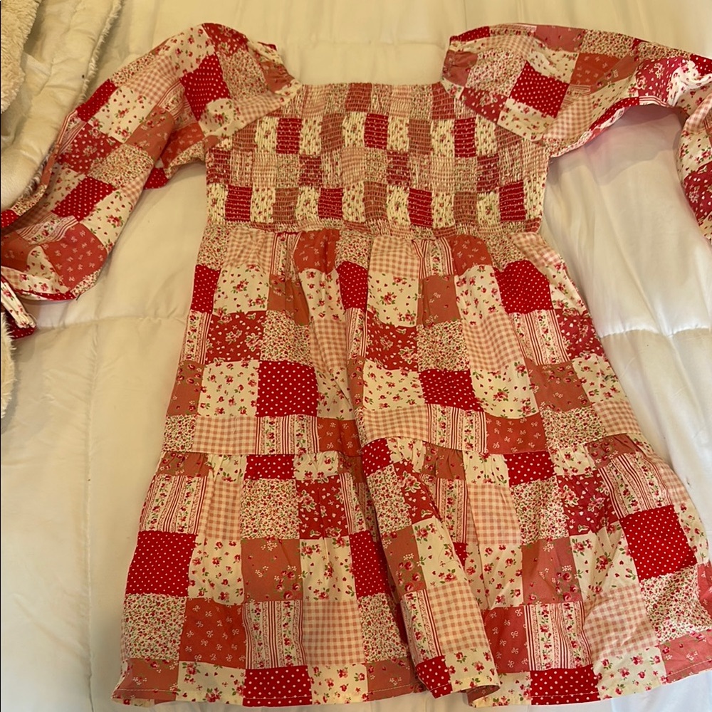 Classic Prep Red and Pink Smocked Dress